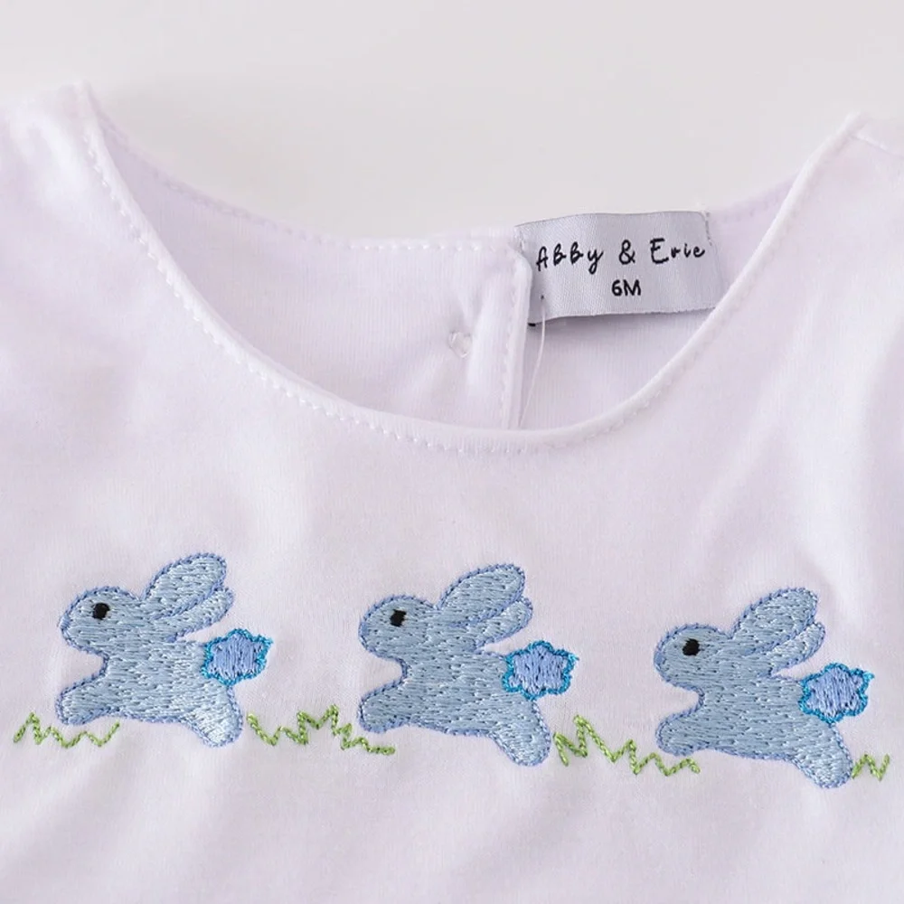 Blue and White Gingham Baby Romper
